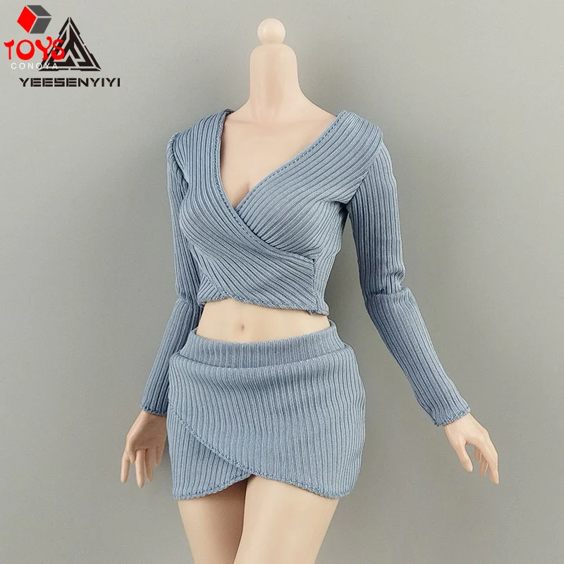 1/6 Scale Sexy V-neck Cross-Front Crop Top Short Skirt Clothes Model Fit 12" Female Soldier Action Figure Body Dolls