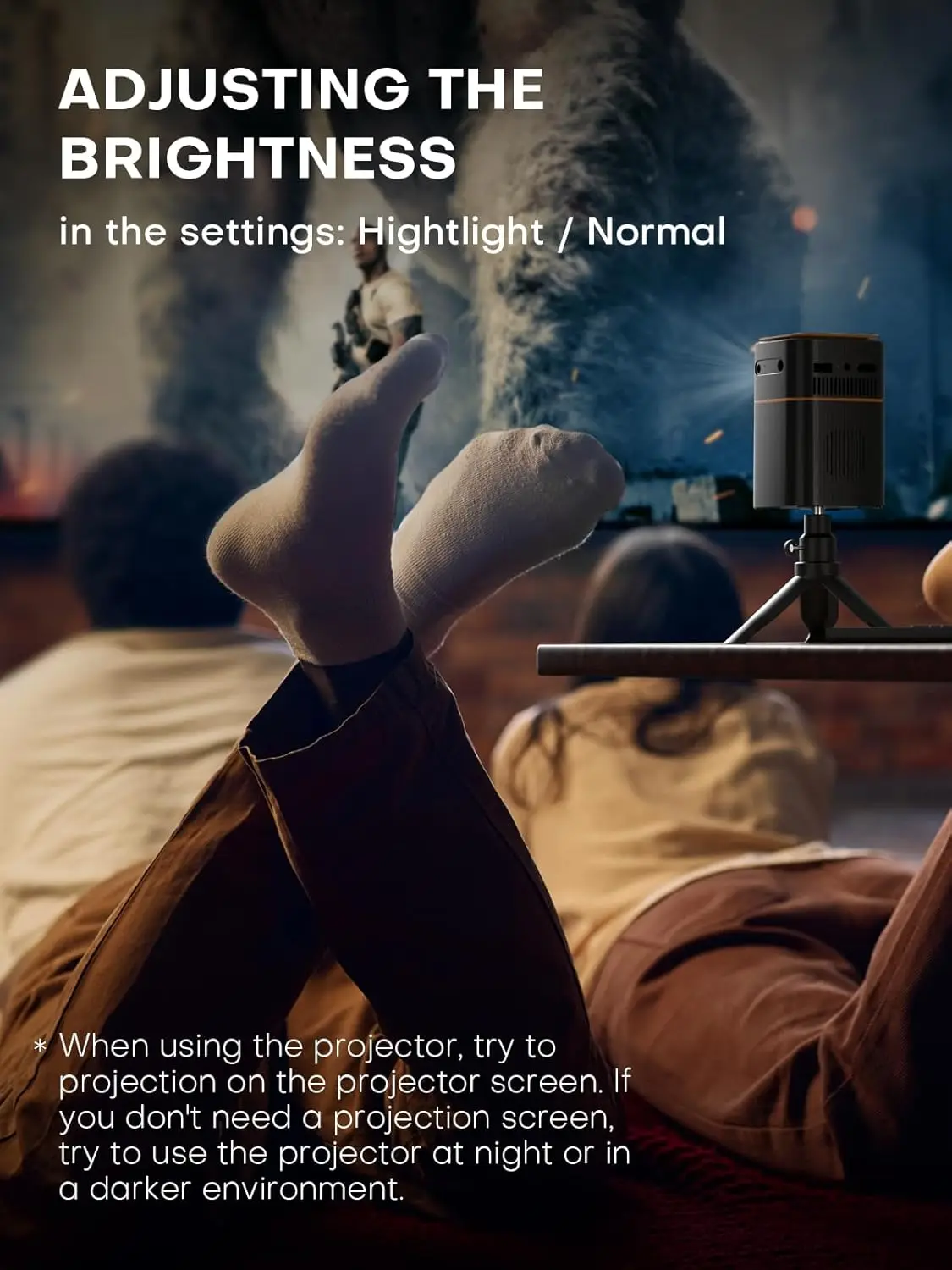 Mini Proyector con WiFi 5G, 1080P HD Portátil de Tiro Corto, Recargable para Teléfono iOS Android HDMI USB