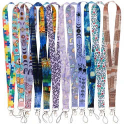 Van Gogh Starry Nights Neck Strap Lanyards for Keys Cute Corgi Badge Holder ID Credit Card Hang Rope Accessories Gifts Wholesale