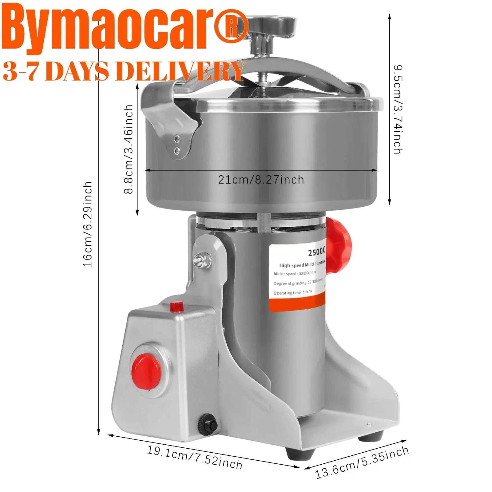 2500g Electric Grain Grinder Mill with Timing Function 4500W High Speed Commercial Pulverizer Dry Herb Grain Spice Coffee Seeds