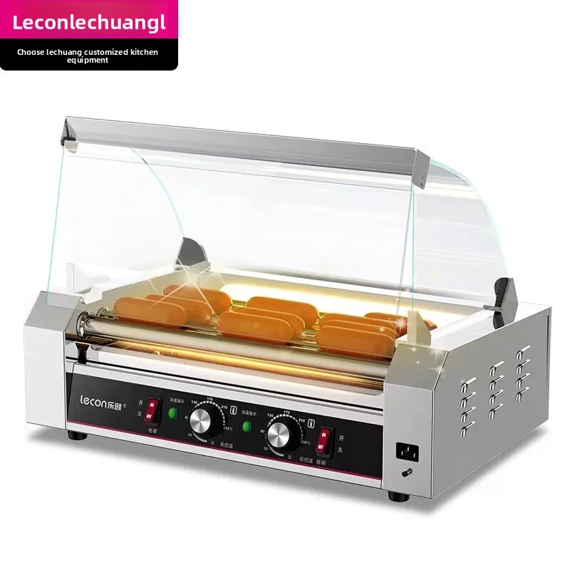 

High Quality Sausage Machine With Drawer Grill Commercial Stainless BBQ Roller Rack Electric Hot Dog Machine With Bun Warmer