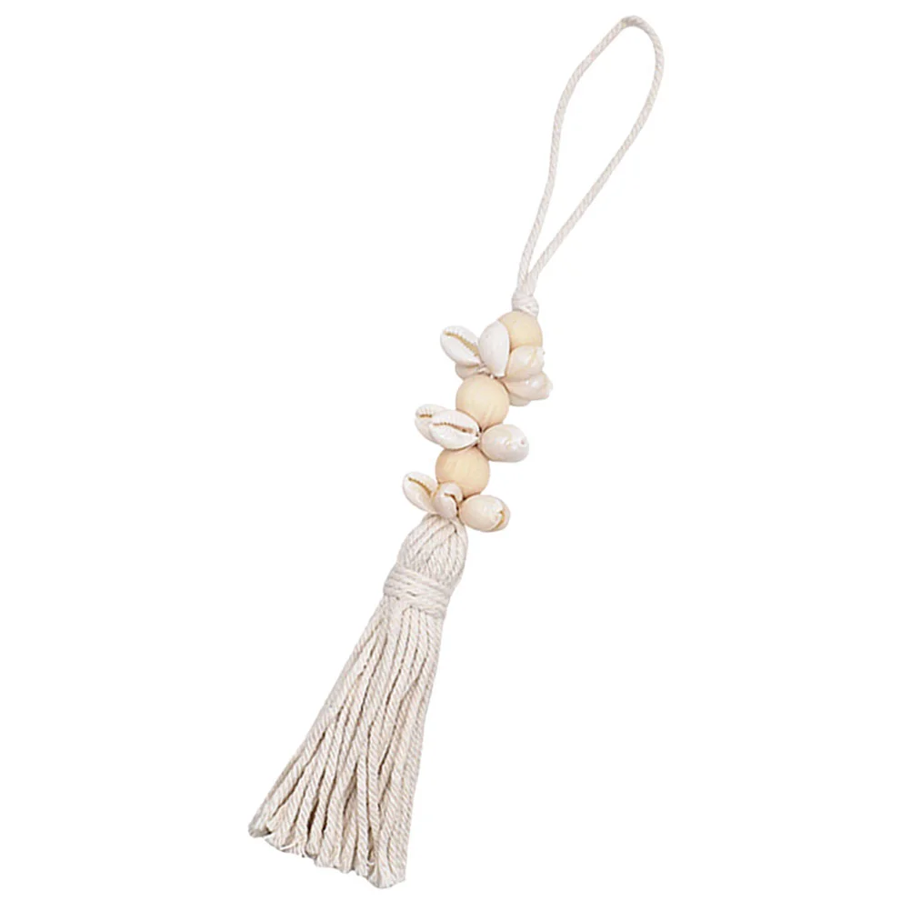 Cowrie Shell Bead Boho Style Hanging String Fringe Wall Decor Decorate Garland Beige Miss