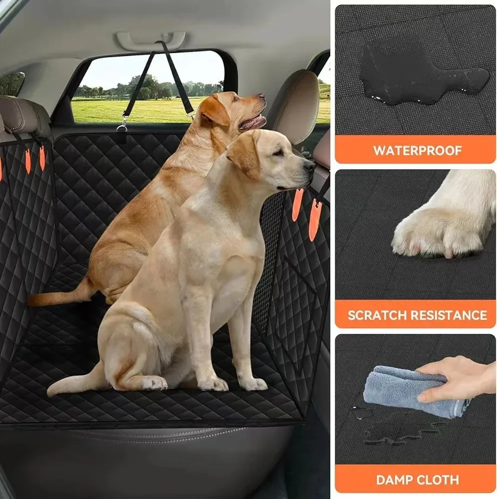 Hard Bottom Pet Car Cushion, Backseat Cover Extender, Waterproof Seat Bed, Cat, Large Dog, Car, SUV, Truck, Black, Grey