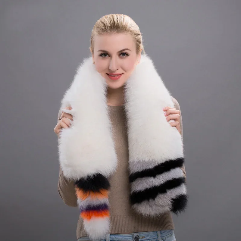 Wholesale fox fur skin long winter fur scarf