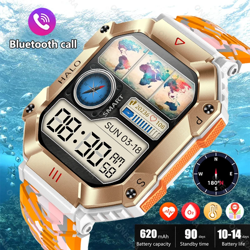 2023 New GPS Smart Watch Outdoor Sports Fitness Tracker Bluetooth Call Music Heart Rate Compass 620mAh Large Battery Smartwatch