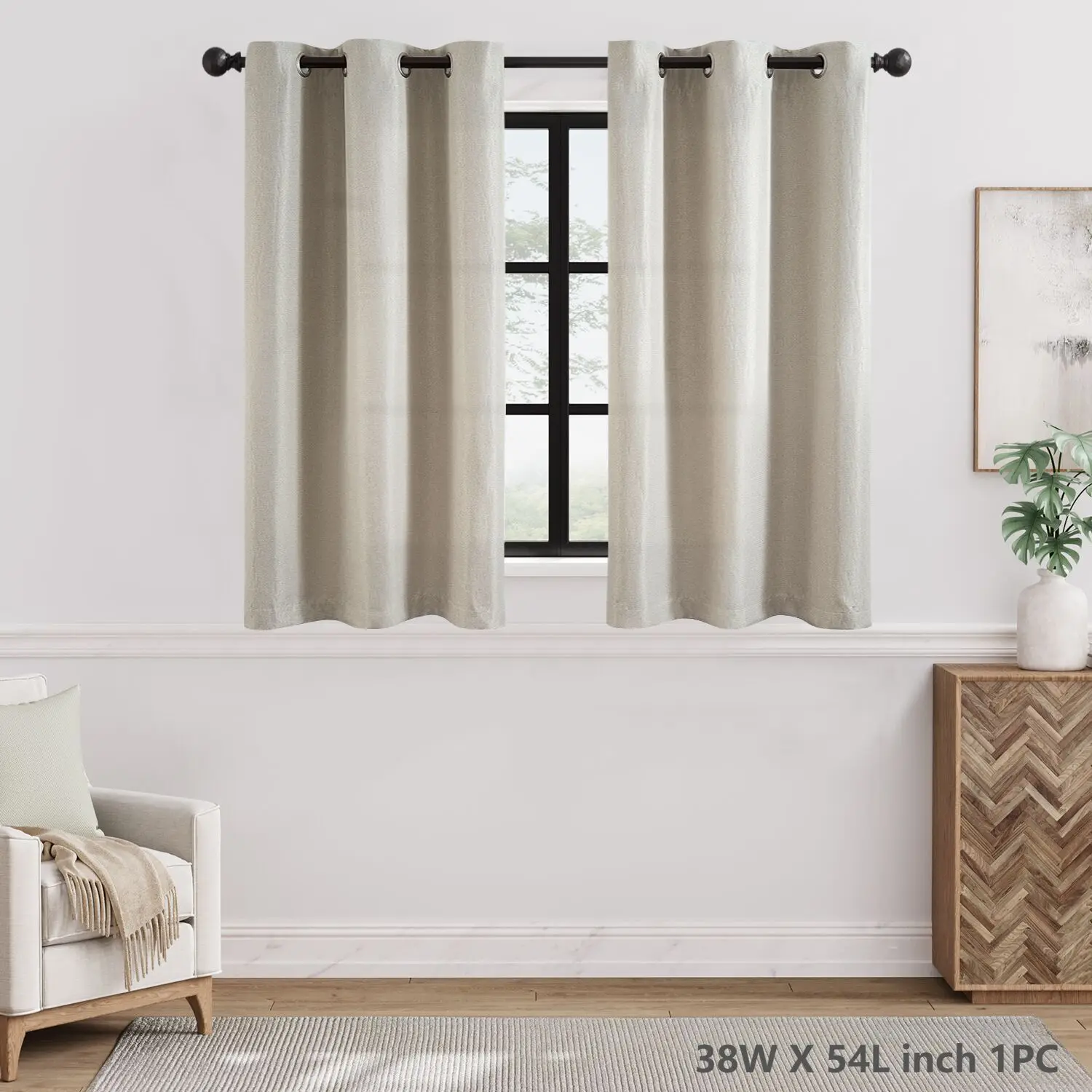 JINCHAN 70% Blackout Linen Textured Curtain for Living Room Darkening Bedroom Curtain Grommet Top Window Drapes 1 Panel