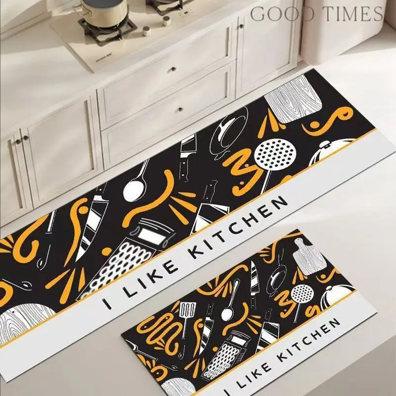 VIKAMA Light And Fresh American-Style Kitchen Rug Laundry Room Dining Room Water-Absorbing And Easy-To-Clean Foot Mat Home Decor