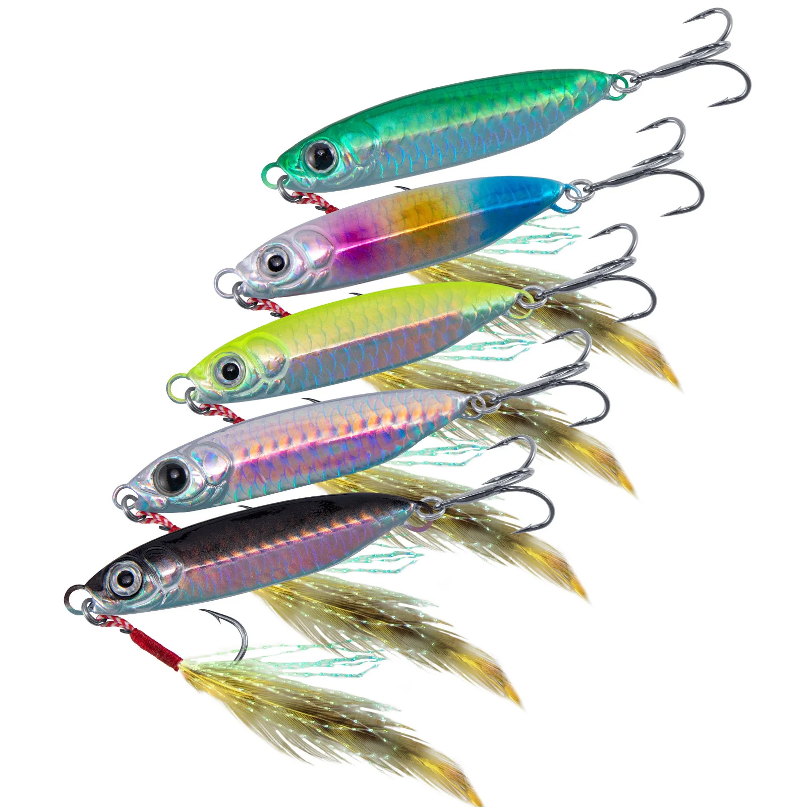 Micro Metal Jig 7g 15g 30g Shore Casting Jigging Spoon Lure Saltwater with Assist Hook Saltwater for Bass Trout Walleye