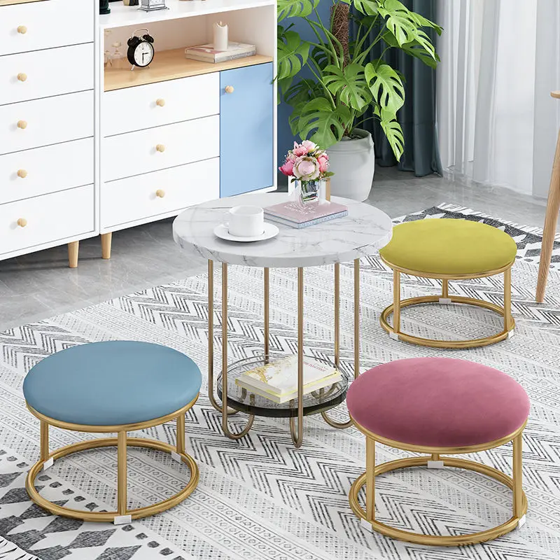 Nordic Fabric Craft Shoe Changing Stool  Living Room Home Doorway Fitting Sofa Room Stool Oval Internet Celebrity Rest Stool