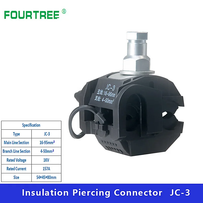 Conector de perforación de aislamiento, abrazadera de Cable sin pelado, divisor impermeable rápido, Sección de línea principal de 1KV, 16-95 mm2,