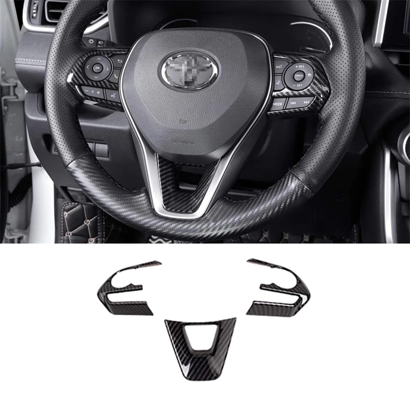 

Car Steering Wheel Button Panel Cover Trim Sticker for Toyota RAV4 RAV 4 Corolla Avalon 2019 2020 2021 Accessories