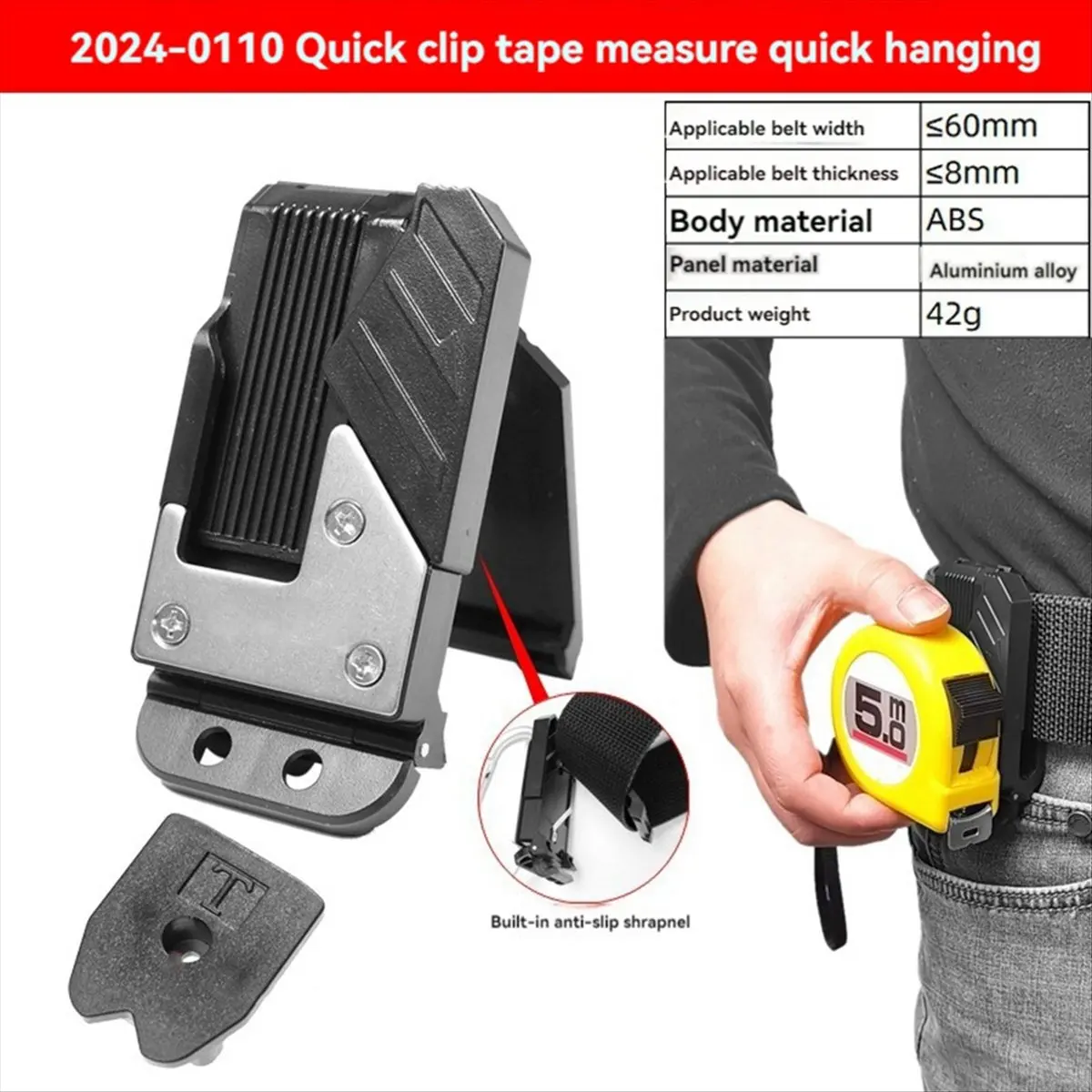 [Set of 5]  Electric Drill Tape Belt Tape Measure Holder Hanger Holder Clip-on Tape Measure Holder for Belt Tape Measure