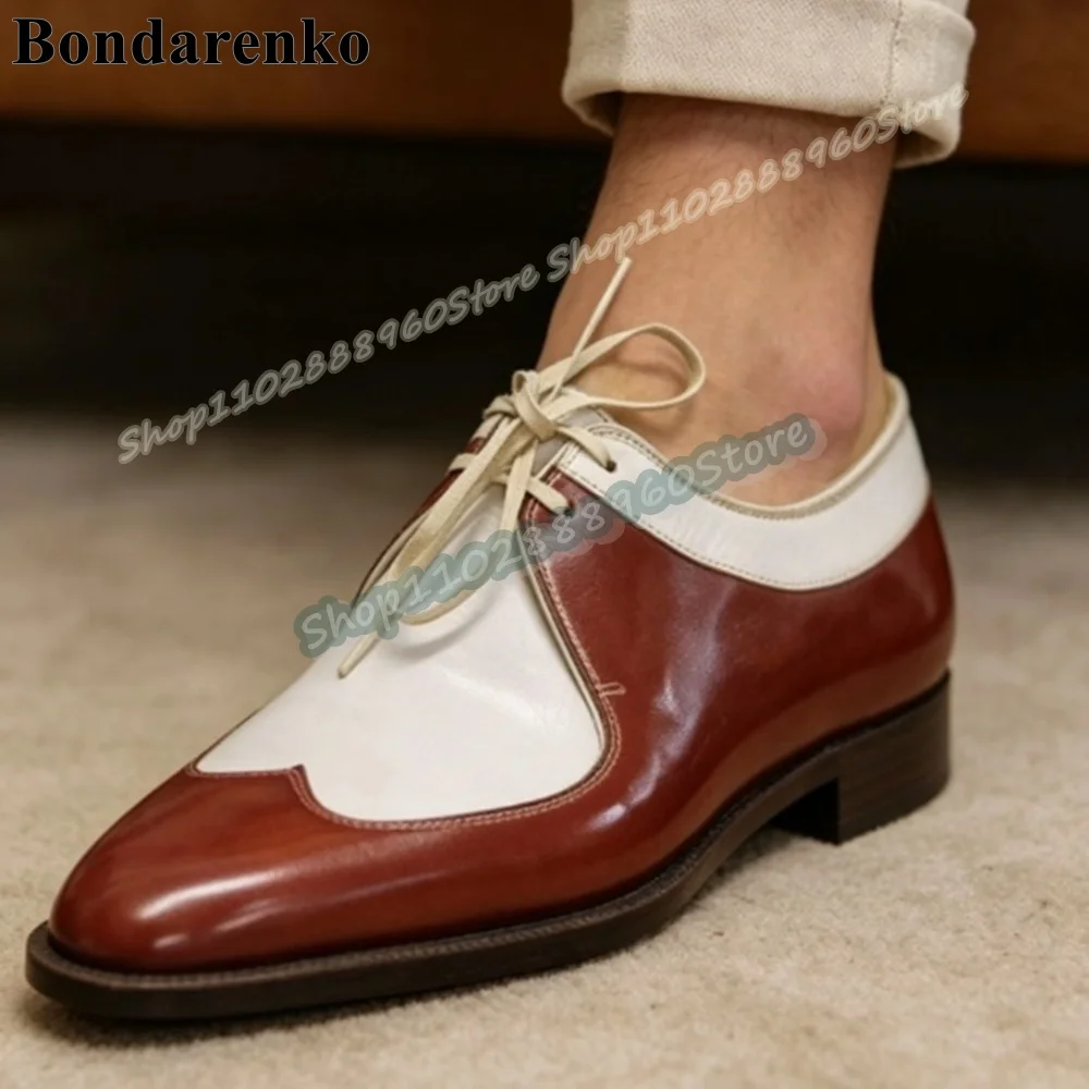 

Trending Mixed Color Patchwork Leather Men Pumps Flats Party Shoes For Men Slip On Banquet Fashionable Catwalk 2026 Men Pumps