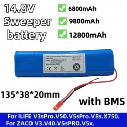 Original 4S1P 14.8V 6800mAh/9800mAh 18650 battery for ILIFE V3s Pro, V50, V5s Pro, V8s and other robot vacuum cleaner batteries