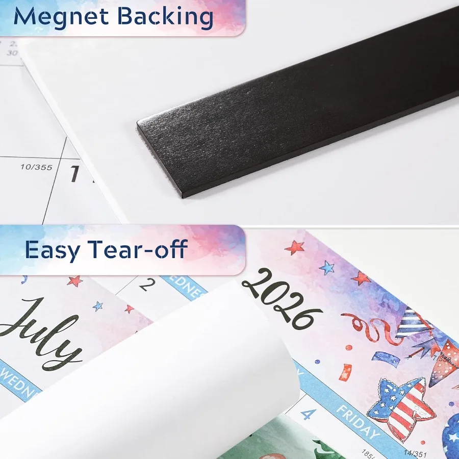 Calendario magnetico 2026 Calendario 2026 da gennaio2026 dicembre2026 Calendario magnetico per frigorifero 8" × 10" Tearoff Pad Perfect Fri