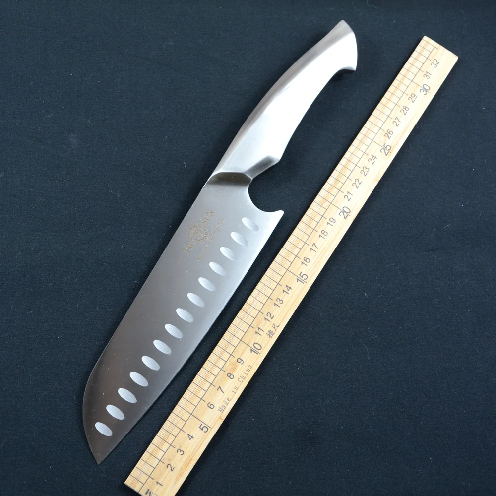 

TWOSUN TS833 12-дюймовый нож шеф-повара 14C28N с атласным лезвием, ручка из нержавеющей стали для кухонного ножа для кемпинга с футляром