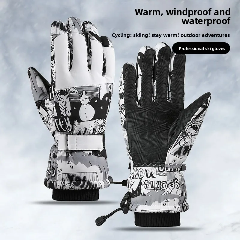 

Skiing Gloves Windproof Cold Proof Water Splashing Touch Screen Thickened Velvet Warm for Riding Mountaineering