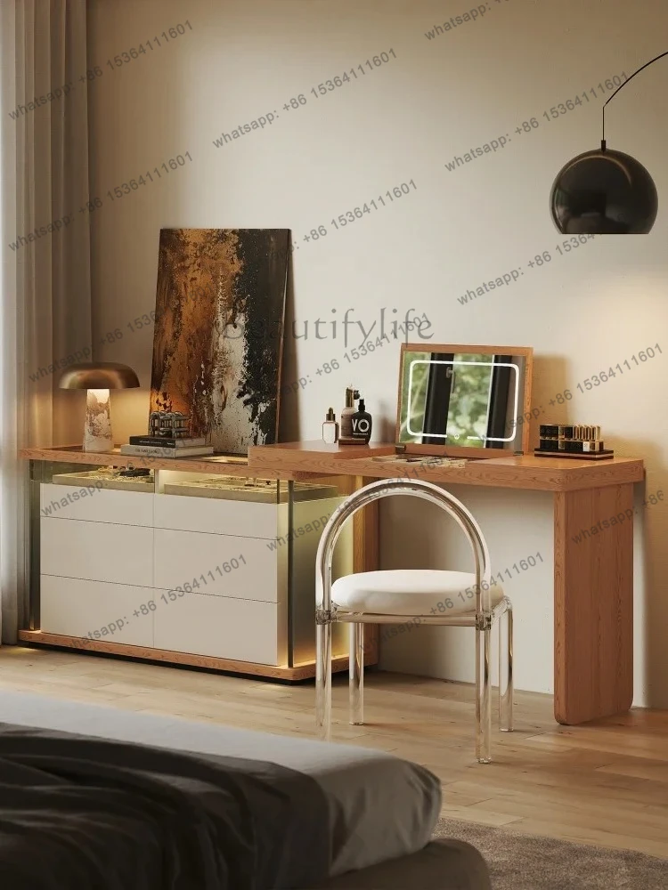 

Italian Minimalist Dressing Table and Chest of Drawers Integrated Cabinet Storage Cabinet Extendable Flip Cover Makeup