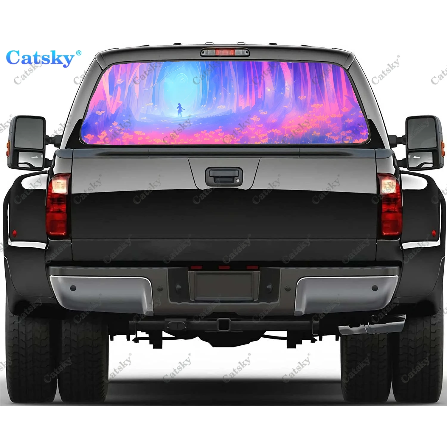 A Colorful World Rear Window Decals for Truck,Pickup Window Decal,Rear Window Tint Graphic Perforated Vinyl Truck Sticker