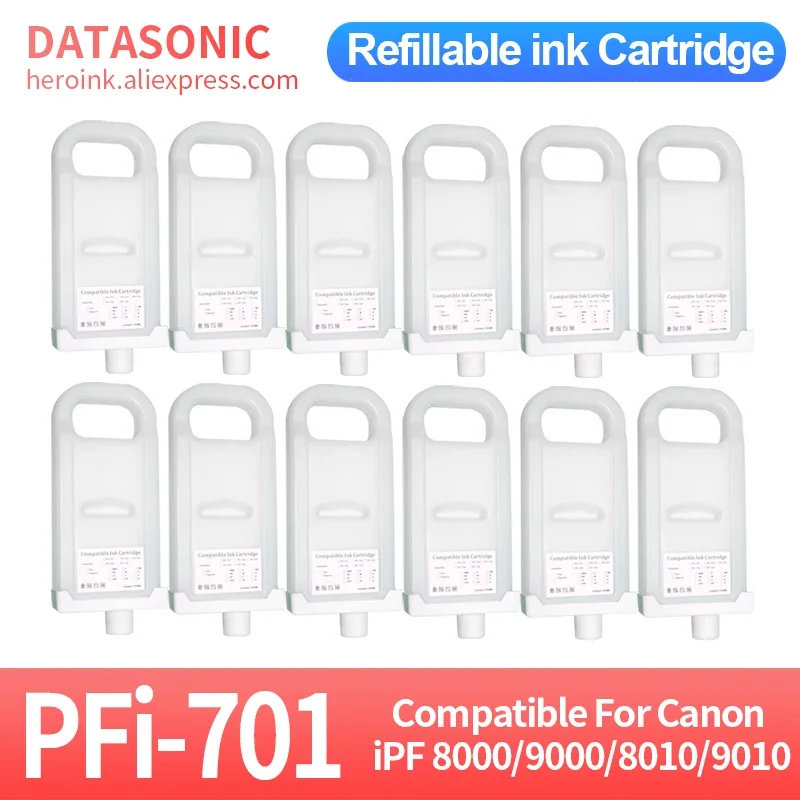 

8/12Colors PFI-701 PFi-702 Refillable Ink Cartridge For Canon iPF-8000/9000/8010s/9010s/8100/9100/ 8110/9110 Printer No Chip