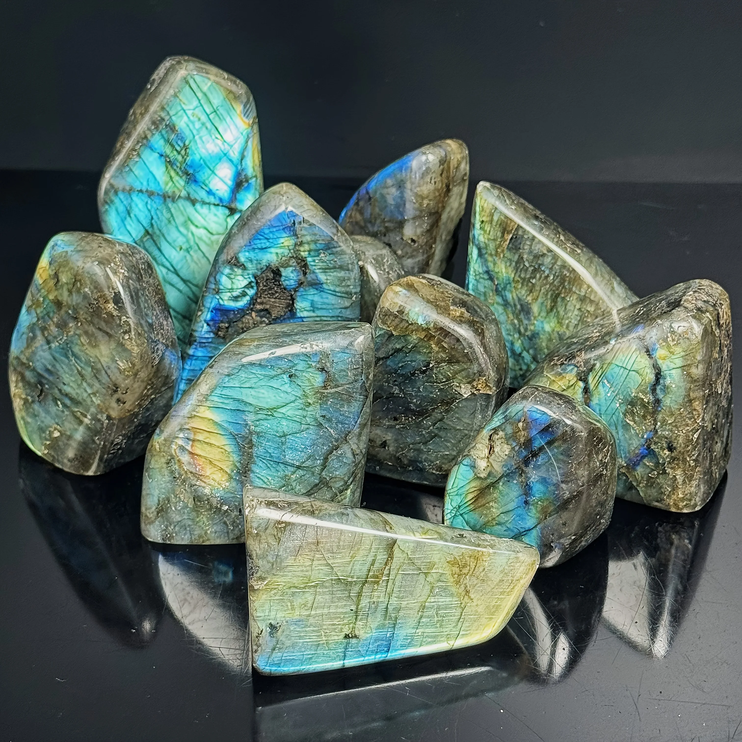 1 Labrador Stone Freeform Ornament | Natural Crystal with Irregular Cracks and Crystal Chambers, Perfect for Home Decor