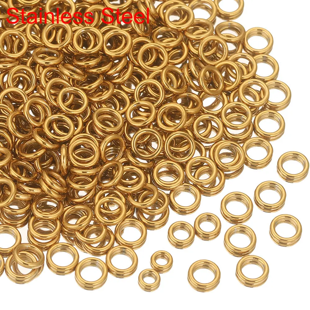 

50pcs 4 6 8mm Gold Stainless Steel Jump Rings Close Split Ring Thick Connectors for DIY Jewelry Making Supplies Wholesale Items