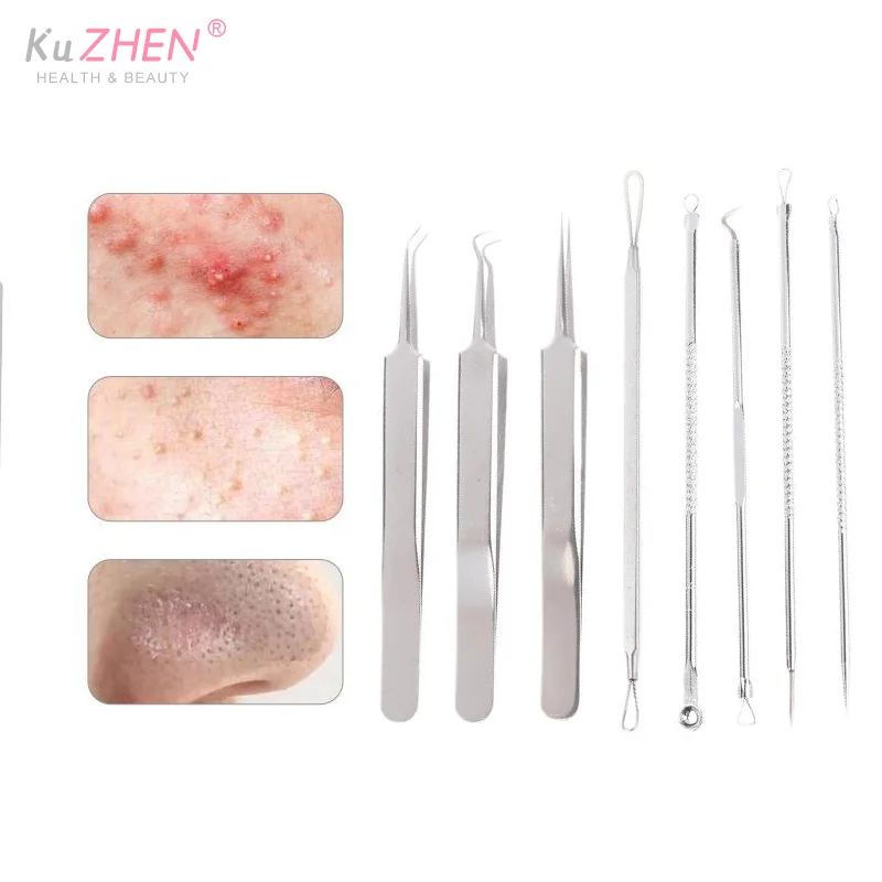 5/7/8Pc Steel Ultra-fine Cell Pimples Blackhead Clip Tweezers Beauty Face Health Salon Special Blackhead Remover Acne NeedleTool