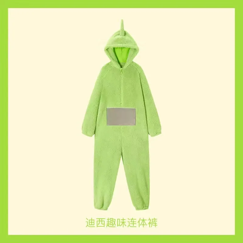 Bambini adulti Teletubbies costumi morbidi maniche lunghe pezzo pigiama Costume Lala vestiti per la casa Cosplay adulto Unisex Party Wear