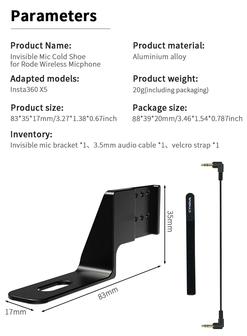 For Insta360 X5 Cold Shoe Mount For Rode Wireless Go Receiver Audio Holder Bracket Adapter For Insta 360 X5 Accessories