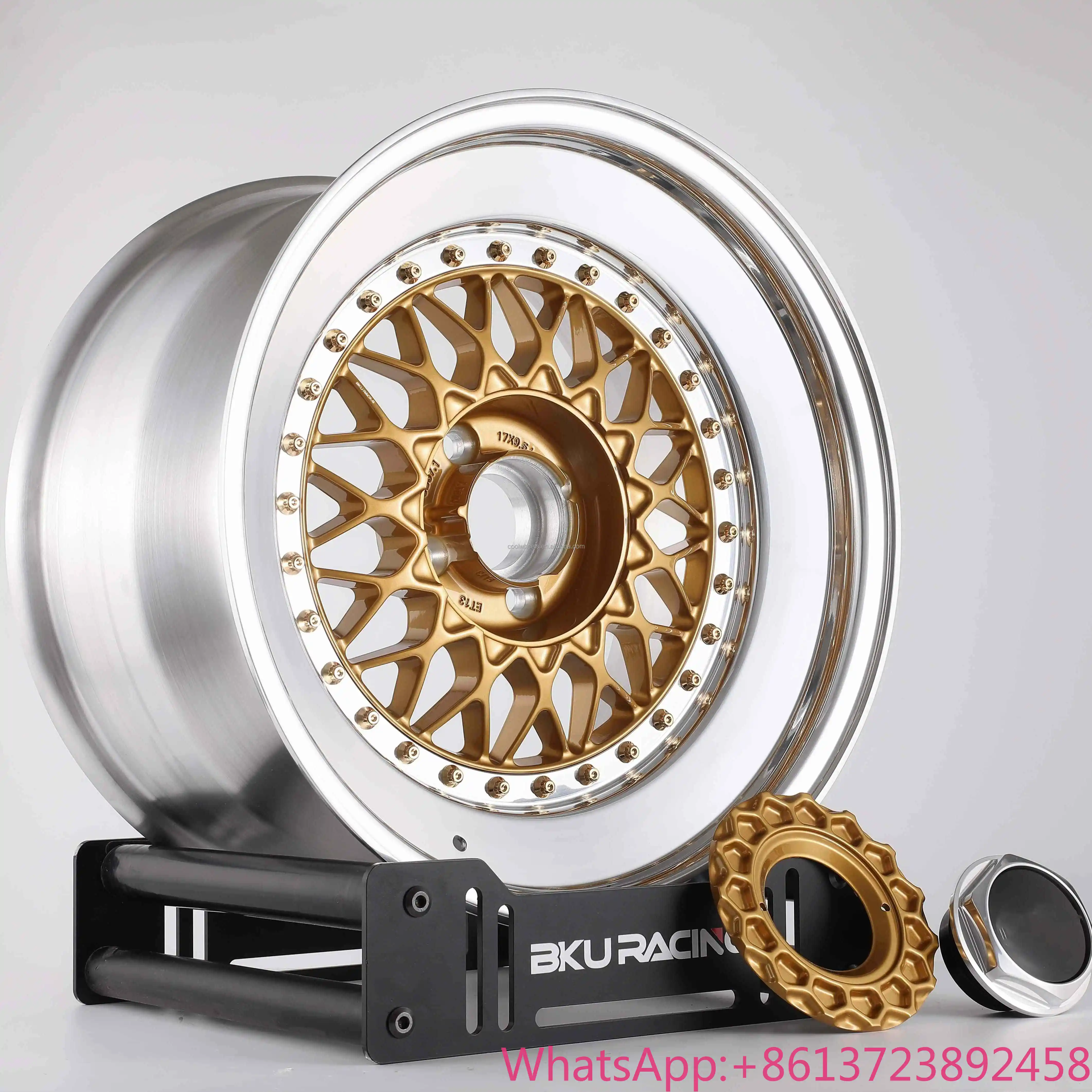 

Bku 3 Piece 5x120 4x100 Step up Wheels 15 16 17 18 Inch Rims Alloy Gold Face Wheel Rim for BMW M5 E30 M3 E34 E36 E28 E46 E21 E12