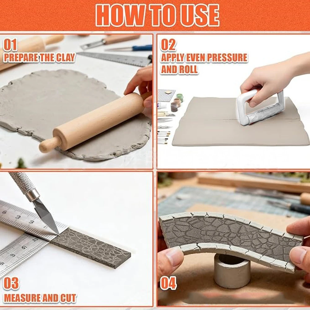Creative Clay Texture Tools 9 Piece Roller Set for Pottery Modeling Tabletop Gaming and Miniature Scene Building Applications