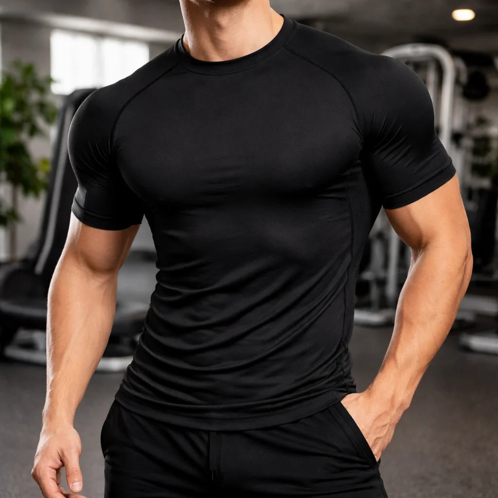 Men Athletic Compression T Shirt Running Gym Fitness Workout Short Sleeve Breathable Quick Dry Solid Color Summer Sport Tops New