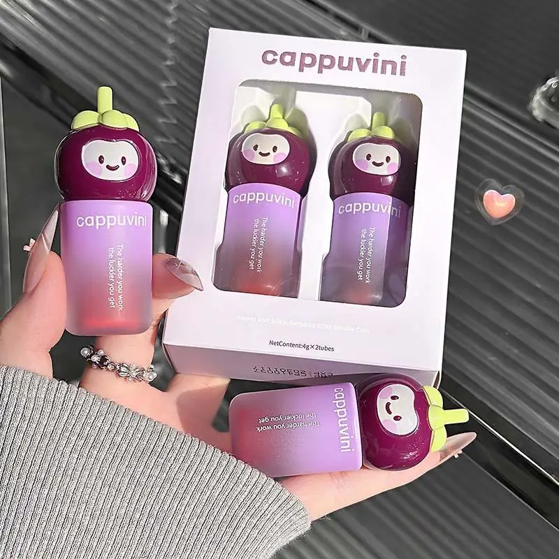 Cappuvini Two-Pack Cute Velvet Matte Lip Gloss Set Long-lasting Easy to Apply Lip Mud Brightens the complexion