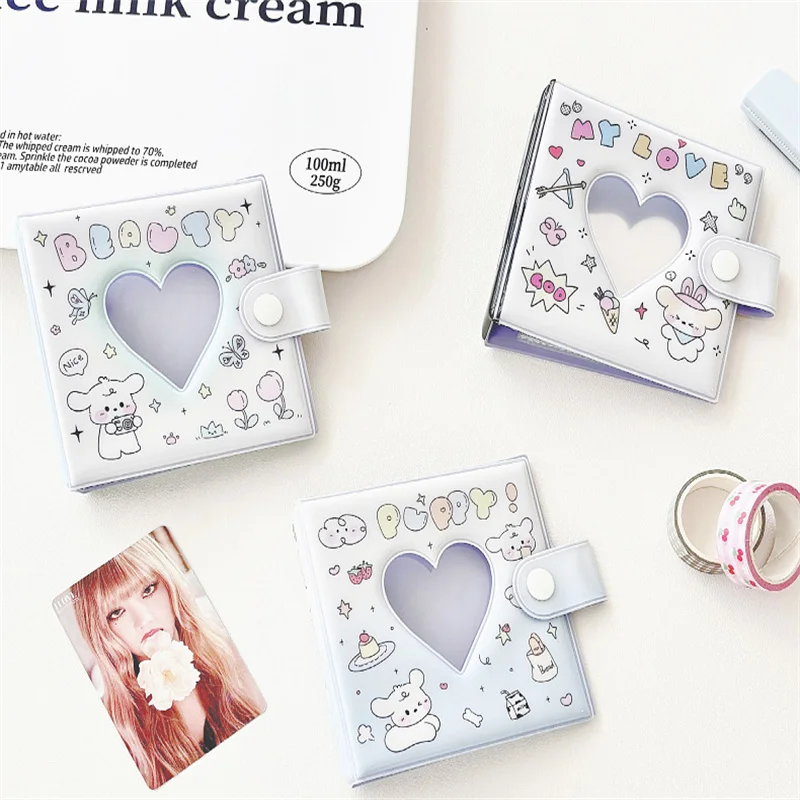 KPOP 3-hole A8 Loose-leaf Card Book Organizer Card Bag 3 Inch Love Beans Photo Card Card Book Postcard Collection Card Organizer