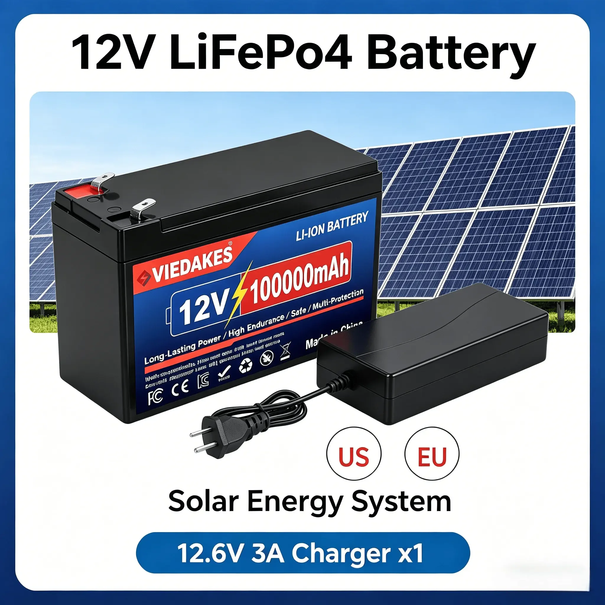 

12V Standard LiFePo4 Battery Safe Stable Reliable Power Source for Kids Electric Vehicle Wheelchair