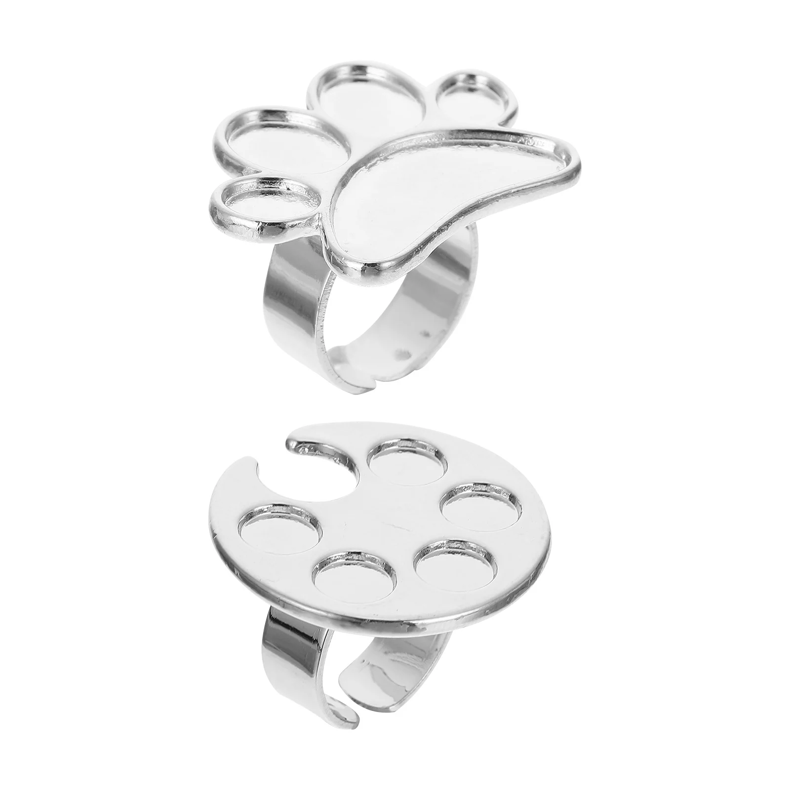 2pcs Mini For Nail Polish Palette Finger Ring Mixing 5-Well Makeup Tool Palette Tray Nail Art Polish Holder Ring