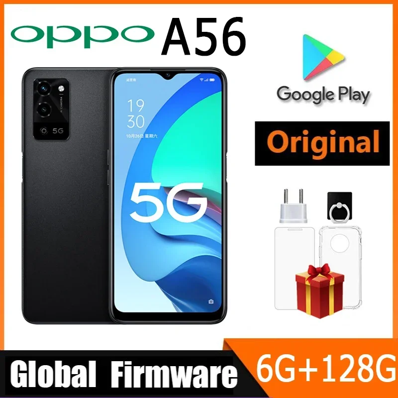 

OPPO A56 5G Mobile Phone Global firmware 6GB RAM 128GB ROM Android CPU Dimensity 700 6.52inches Screen 5000mAh Charge Octa-Core