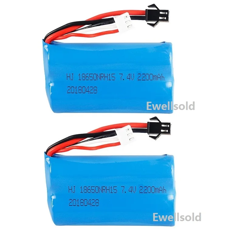 2S 7.4V 2200mAh Li-ion 18650 Battery SM plug/USB for WPL MN99S D90 U12A S033g Q1 H101 H103 RC cars Trucks boats helicopters