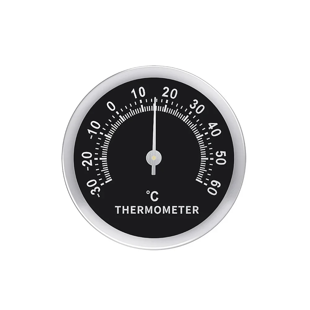 Mini Thermometer Mechanical No Battery Analog 58mm Car Temperature Gauge with Double-sided Sticker -30°C~60°C Measuring Range