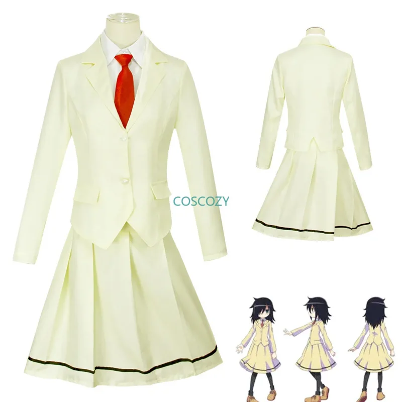 Anime WataMote Tomoko Kuroki cosplay costume women girls yellow JK skirt high school girls convention uniform socks tie set