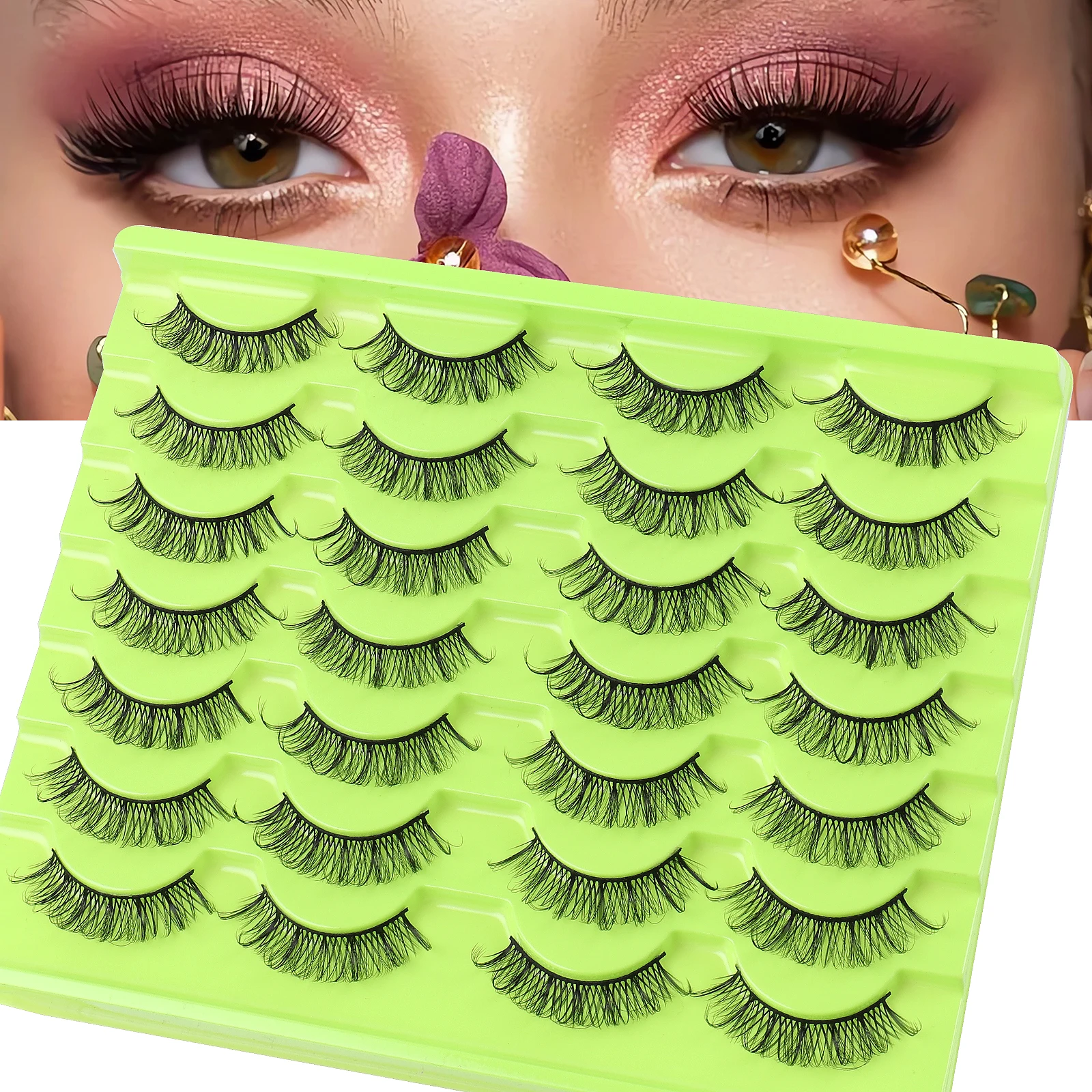 Russian Strip Lashes Eey Lashes 10/14Pairs New Faux Mink Lashes Natural False Eyelashes Wispy Fluffy Eyelash Extension Make Up