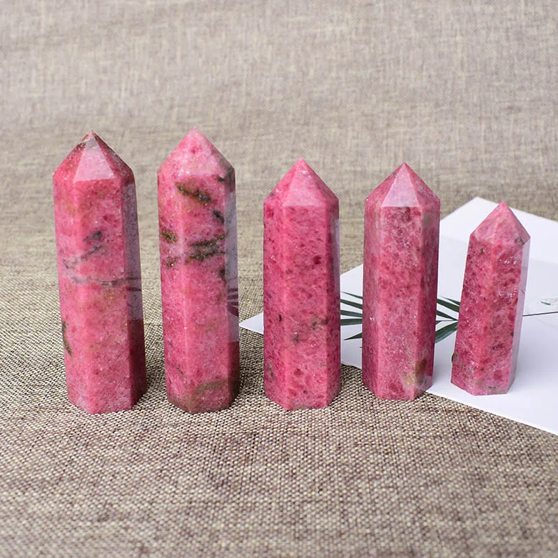 1PC Natural Stone Rhodochrosite Crystal Point Wand Meditation Healing Stone Home Decoration Reiki Tower Beautiful Ornament Gift