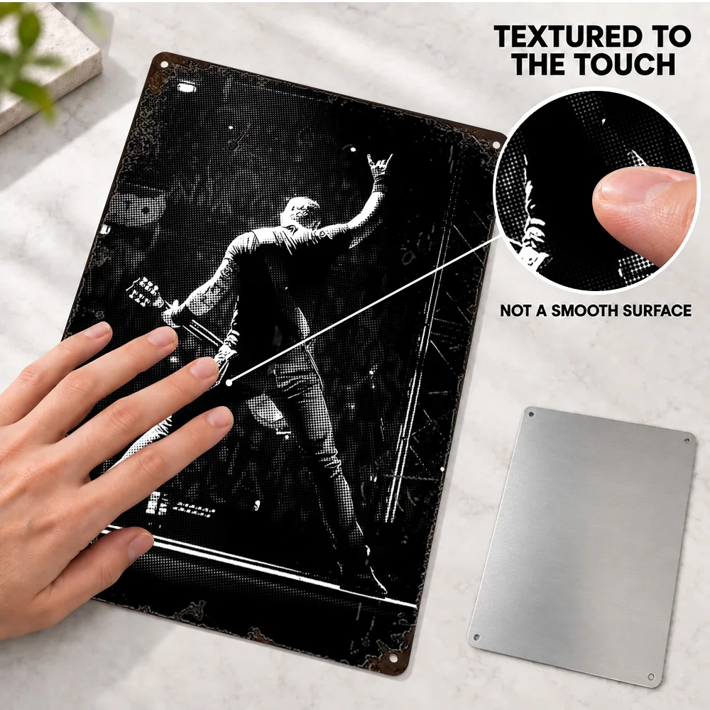 Metallica Band Aluminum Poster Customized Metal Sign Monochrome Photography Wall Art For Listening Room Music Enthusiast Gift