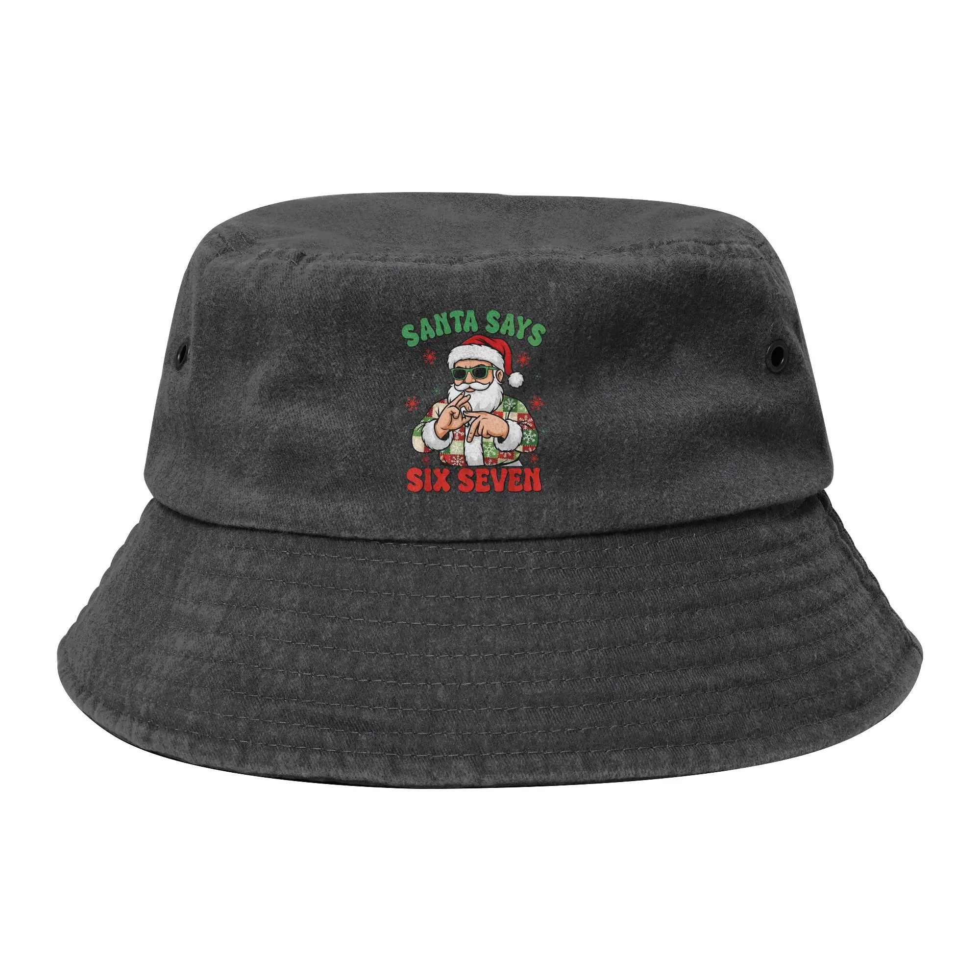Summer Funny Santa Says Six Seven 67 Meme Christmas Holiday 6 7 Bucket Hat Unisex Distressed Denim Sun Hat  Bob Hat Fishing Hat