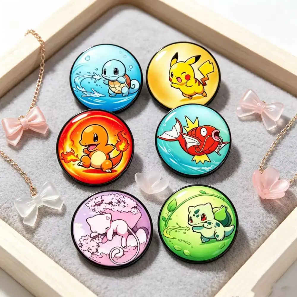 6Pcs Cute Round Animal Enamel Pins, Fall Halloween Lapel Badges, Backpack Clothing Holiday Gift Jewelry