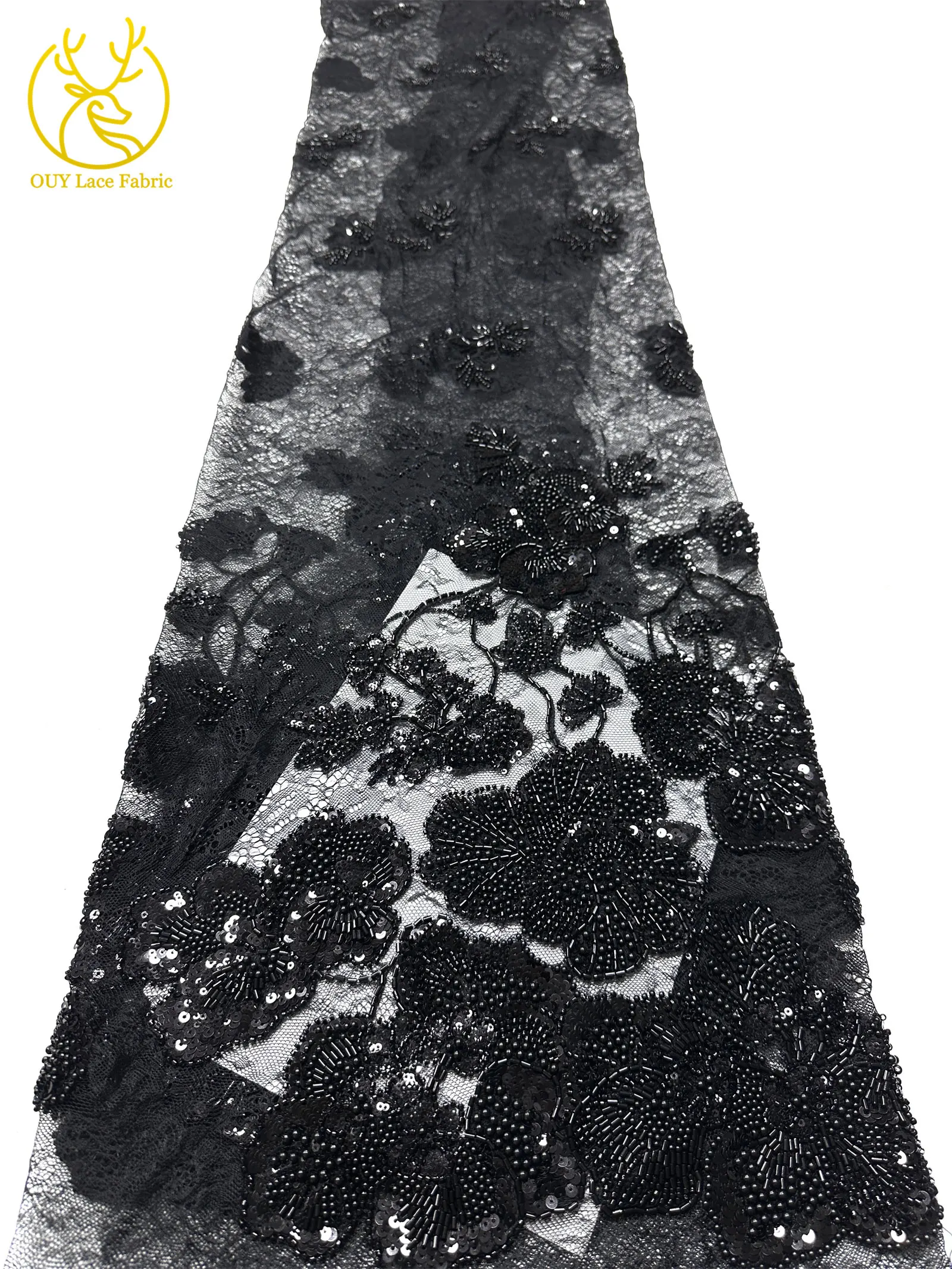Afrikanischer Perlen-Spitzenstoff, 5 Yards luxuriöser nigerianischer französischer Pailletten-Spitzenstoff, ideal zum Nähen von Damen-Partykleidern – Detail 29