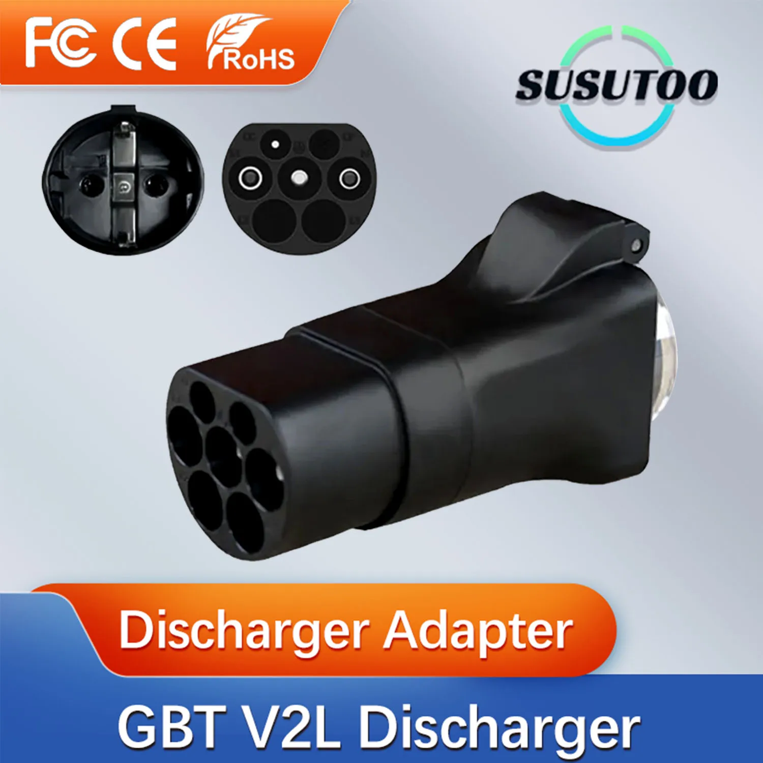 Electric Car Side Discharge Plug EV GBT 16A Charger adapter with EU Socket Outdoor Power Station( need car supports V2L)