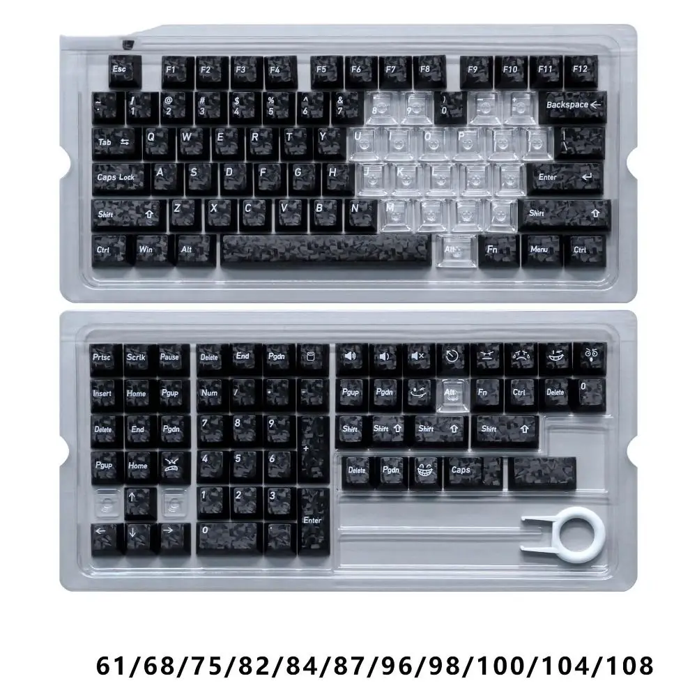 Full Transparent Red Love Heart Keycaps Crystal Clear Ice Transparent Transparent Keycaps Set PBT Cherry Profile PC Keycaps