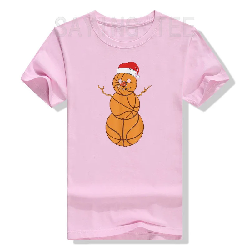 Christmas Basketball Snowman Shirts Ball Player Boy Girl Gift T-Shirt Xmas Costume Funny Graphic Tee Tops Cute Aesthetic Clothes