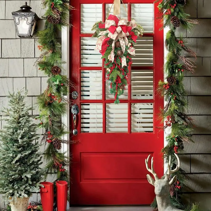 Outdoor Christmas Swag Swag Wreath Teardrop Swag Door Garland Swag Wreath Christmas Artificial Swag Reusable Christmas Wreath